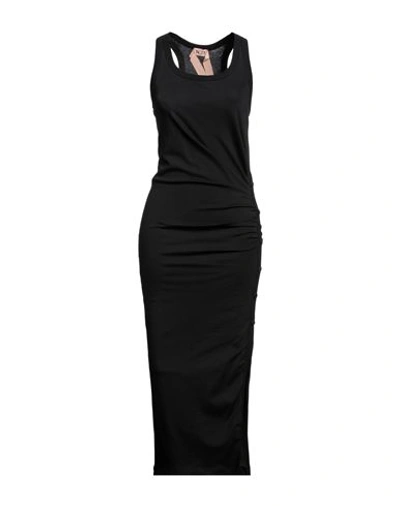 N°21 Woman Maxi Dress Black Size 6 Cotton, Elastane