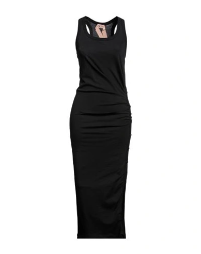N°21 Woman Maxi Dress Black Size 4 Cotton, Elastane