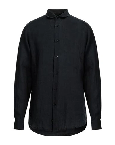 John Richmond Man Shirt Black Size Xl Linen In Blue