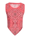 Moschino Woman Top Coral Size L Cotton, Elastane In Red