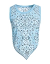 Moschino Woman Top Sky Blue Size Xs Cotton, Elastane In Blue