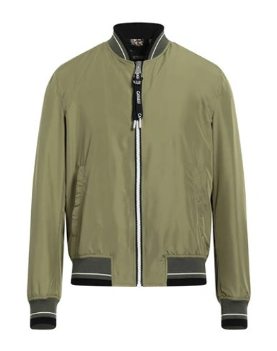Roberto Cavalli Man Jacket Military Green Size 44 Polyester