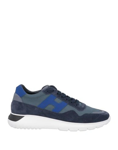 Hogan Man Sneakers Navy Blue Size 7.5 Soft Leather, Textile Fibers
