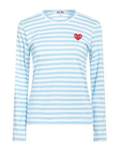 Comme Des Garçons Play Woman T-shirt Azure Size S Cotton In Blue