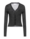 Soallure Woman Cardigan Black Size M Viscose, Polyester, Polyamide