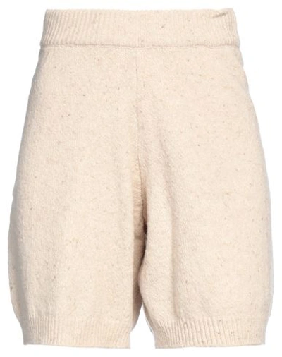 Vicolo Woman Shorts & Bermuda Shorts Beige Size Onesize Wool, Polyamide, Elastane