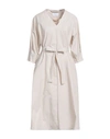 Daniele Fiesoli Woman Midi Dress Beige Size 1 Cotton, Elastane In Beige