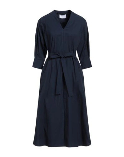 Daniele Fiesoli Woman Midi Dress Navy Blue Size 1 Cotton, Elastane In Navy Blue