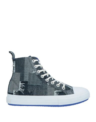 Marcelo Burlon County Of Milan Allover Patchwork High-top Sneakers In Blue