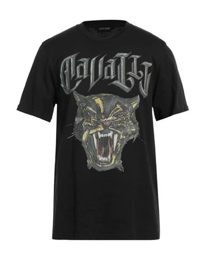 Roberto Cavalli Panther-print Cotton T-shirt In Black