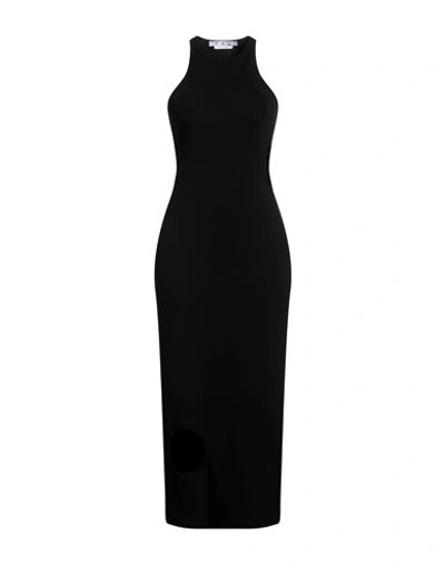 Off-white Woman Midi Dress Black Size 6 Organic Cotton, Elastane