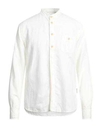 Hand Picked Man Shirt Ivory Size L Cotton, Linen In White