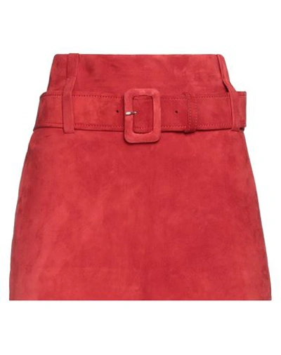 Prada Woman Mini Skirt Red Size 6 Lambskin
