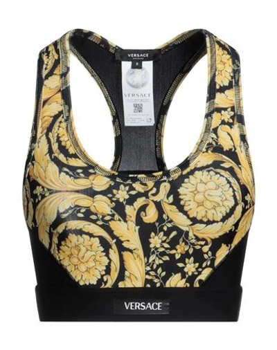Versace Woman Top Ocher Size M Polyester, Elastane In Yellow