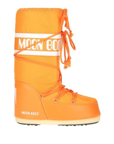 Moon Boot Mb Icon Nylon Woman Knee Boots Orange Size 8-9.5 Textile Fibers