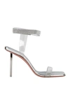 Amina Muaddi Square-headed High-heeled Sandals In Silver