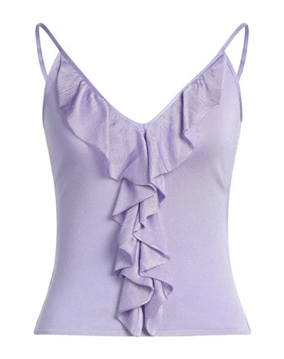 Roberto Cavalli Woman Top Light Purple Size 8 Viscose, Polyamide, Elastane