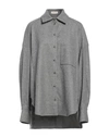THE MANNEI THE MANNEI WOMAN SHIRT GREY SIZE 4 WOOL, POLYESTER, VISCOSE, ELASTANE