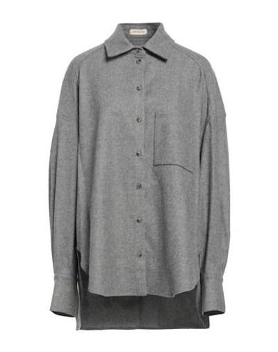 The Mannei Woman Shirt Grey Size 2 Wool, Polyester, Viscose, Elastane