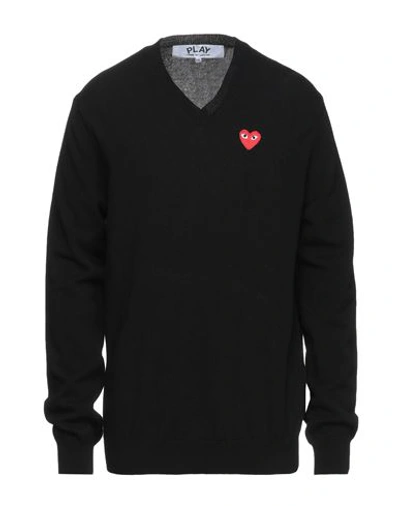 Comme Des Garçons Play Man Sweater Midnight Blue Size M Wool In Black