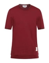 Thom Browne Man T-shirt Burgundy Size 4 Cotton In Red
