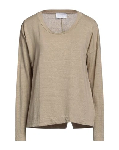 Daniele Fiesoli Woman T-shirt Sand Size 2 Linen, Elastane In Beige