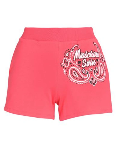 Moschino Woman Beach Shorts And Pants Coral Size L Cotton, Elastane In Red