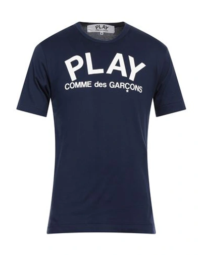 Comme Des Garçons Play Man T-shirt Navy Blue Size L Cotton