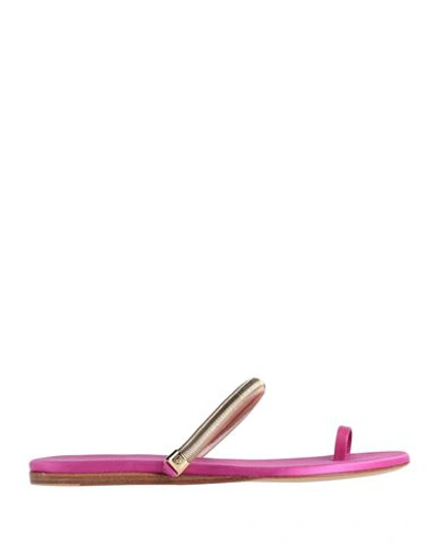 Giorgio Armani Woman Toe Strap Sandals Fuchsia Size 11 Goat Skin In Pink