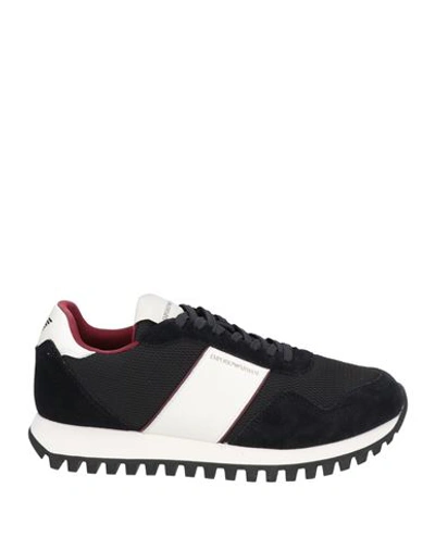 Emporio Armani Man Sneakers Black Size 6.5 Leather, Textile Fibers