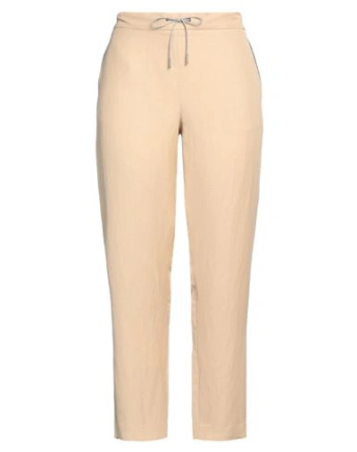 Fabiana Filippi Woman Pants Sand Size 14 Viscose, Linen, Polyester, Elastane, Ecobrass In Beige