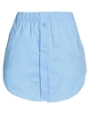 Solotre Woman Mini Skirt Light Blue Size 8 Cotton