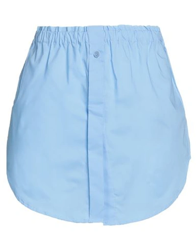 Solotre Woman Mini Skirt Light Blue Size 8 Cotton