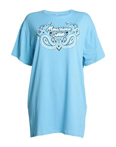 Moschino Woman Cover-up Sky Blue Size L Cotton, Elastane