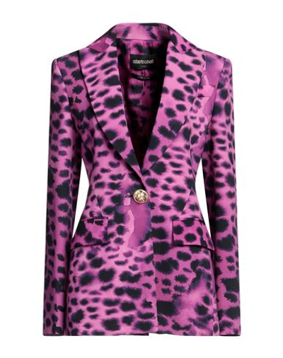 Roberto Cavalli Woman Blazer Magenta Size 6 Viscose, Elastane