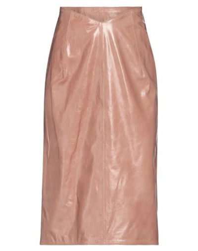 N°21 Woman Midi Skirt Blush Size 6 Lambskin In Pink