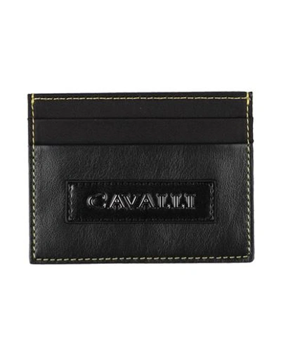 Roberto Cavalli Man Document Holder Black Size - Bovine Leather, Polyester