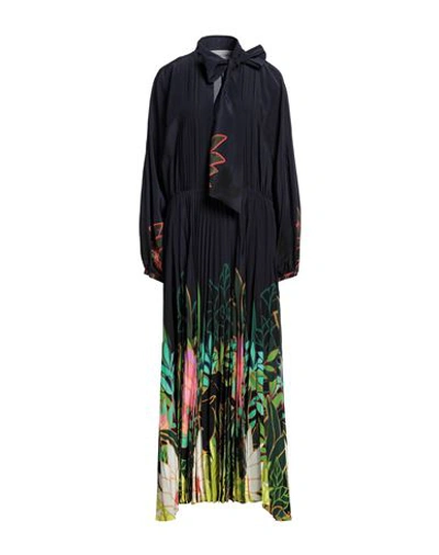 Valentino Garavani Woman Long Dress Midnight Blue Size 14 Silk In Black