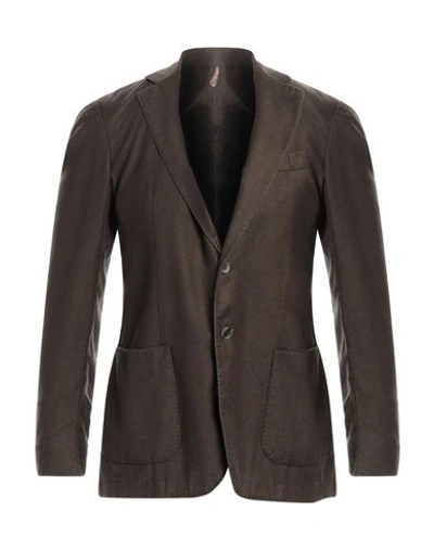 Reyer Man Suit Jacket Dark Brown Size 48 Wool