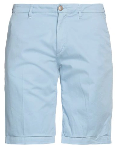 40weft Man Shorts & Bermuda Shorts Sky Blue Size 28 Cotton, Linen, Lycra