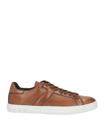 Tod's Man Sneakers Tan Size 9 Soft Leather In Brown