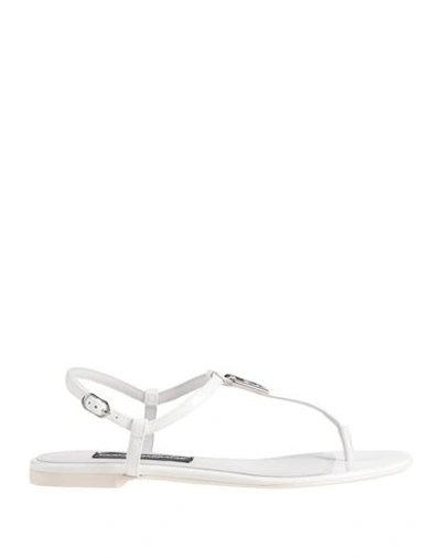 Dolce & Gabbana Woman Thong Sandal White Size 6.5 Soft Leather