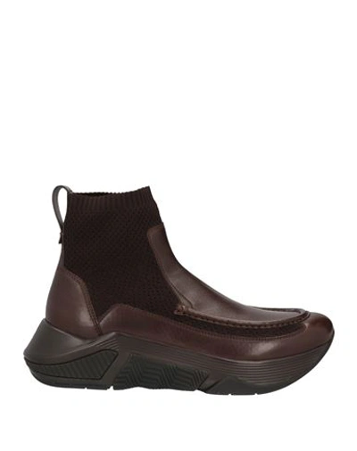 Giorgio Armani Man Ankle Boots Dark Brown Size 8 Soft Leather, Textile Fibers