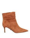 Ilio Smeraldo Woman Ankle Boots Camel Size 9 Soft Leather In Beige