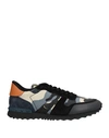 Valentino Garavani Man Sneakers Slate Blue Size 7 Soft Leather, Textile Fibers