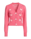Alessandra Rich Embellished Knit Cropped Cardigan In Pink