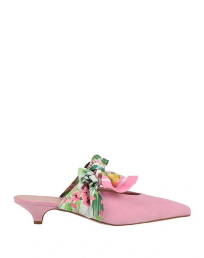 Ermanno Di Ermanno Scervino Woman Mules & Clogs Pink Size 8 Soft Leather, Textile Fibers