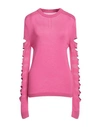 Rick Owens Woman Sweater Fuchsia Size M Virgin Wool, Cotton In Pink