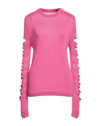 Rick Owens Woman Sweater Fuchsia Size M Virgin Wool, Cotton In Pink