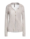 Manila Grace Woman Cardigan Taupe Size Xs Cotton, Metallic Fiber In Grey